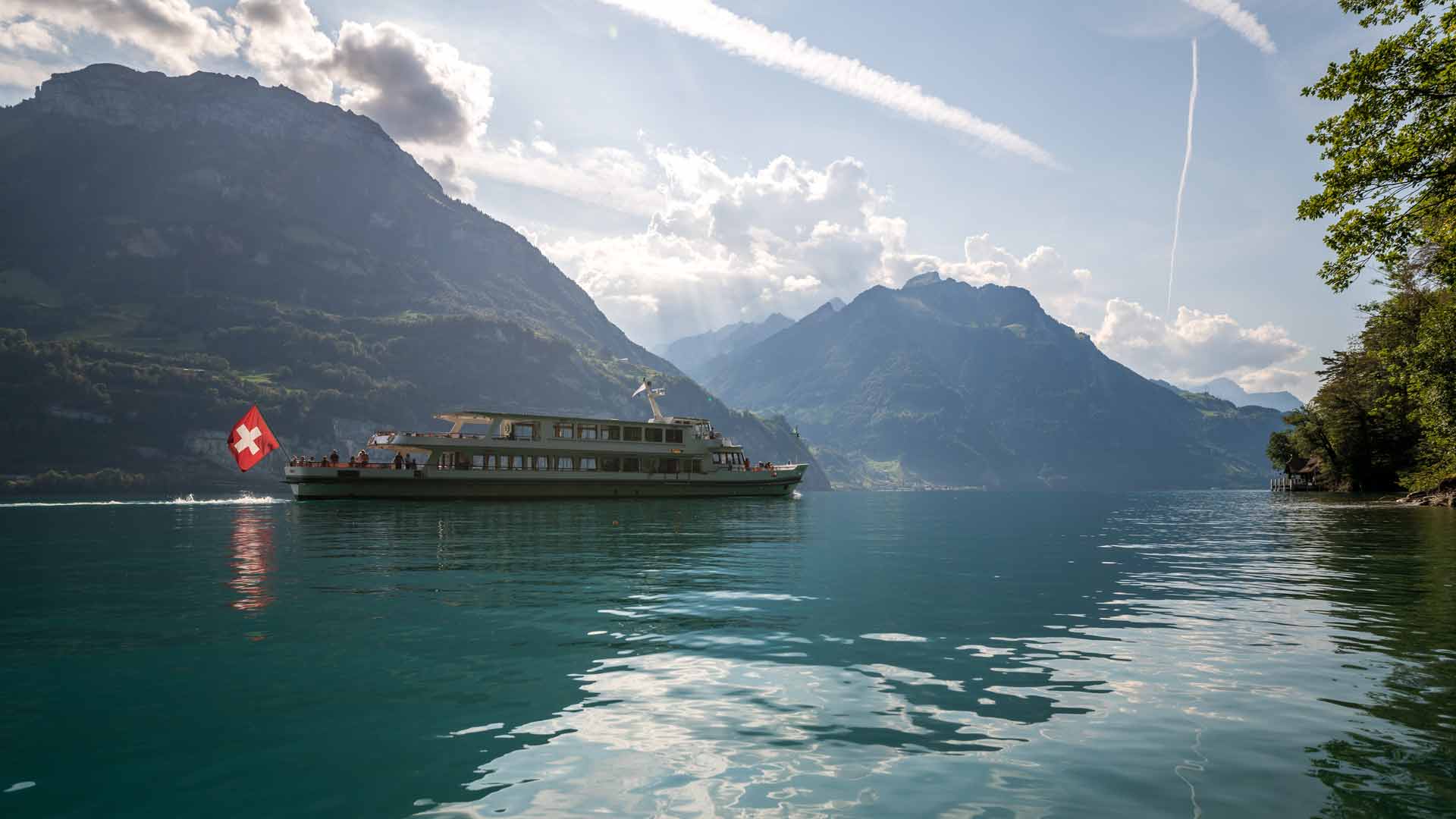 Scenic view over the cruise on Lake Lucerne