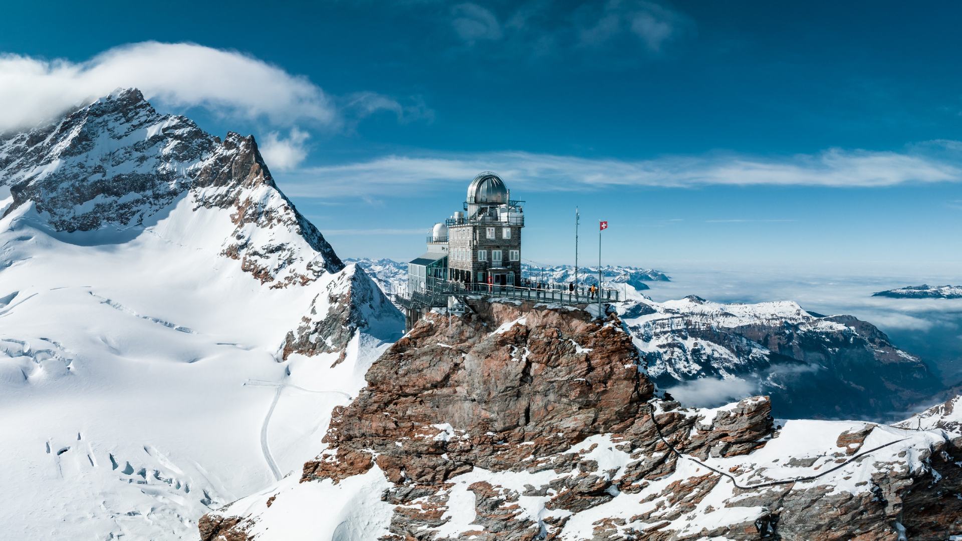 Top of Jungfraujoch in the Bernese Alps